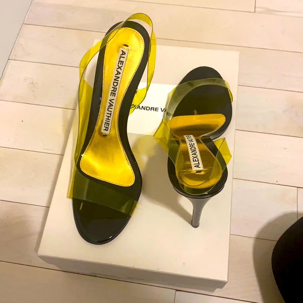 Sling back heels gently worn